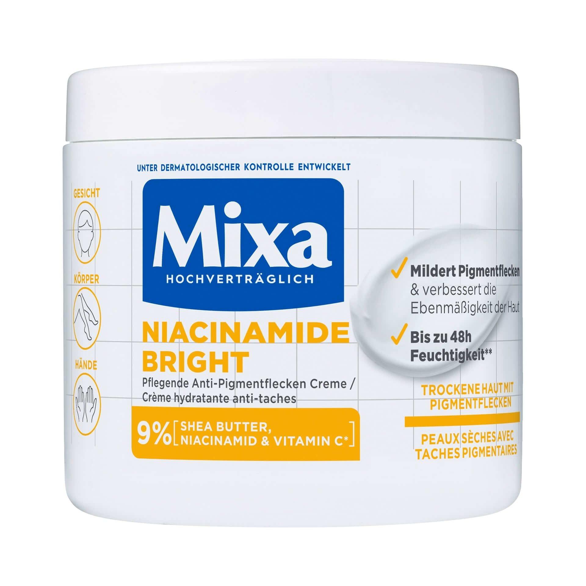 Mixa Niacinamide Bright – Crème Hydratante Anti-Taches Peaux Sensibles