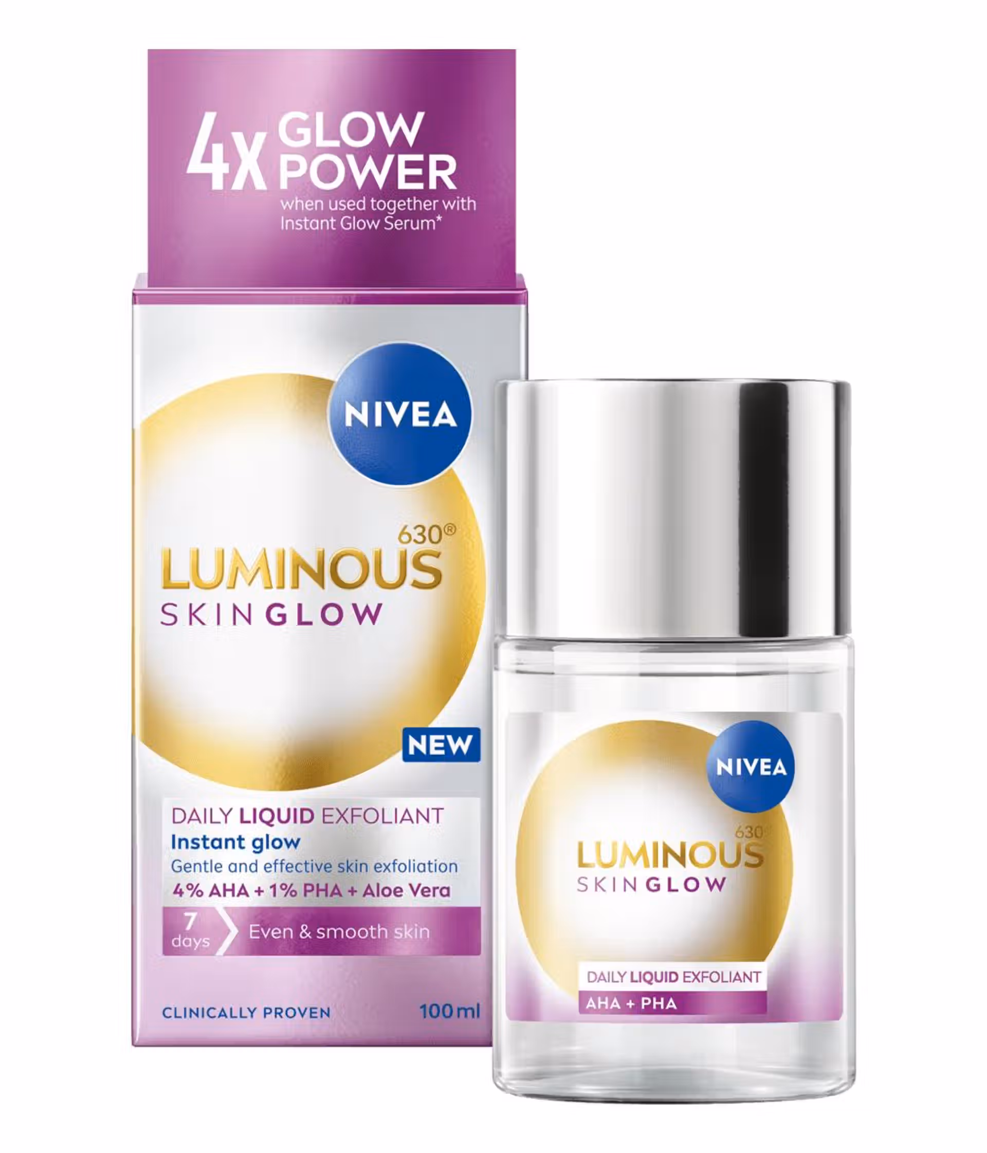 NIVEA Luminous 630 Skin Glow Lotion Éclat Exfoliant AHA PHA 100ml – Image 4