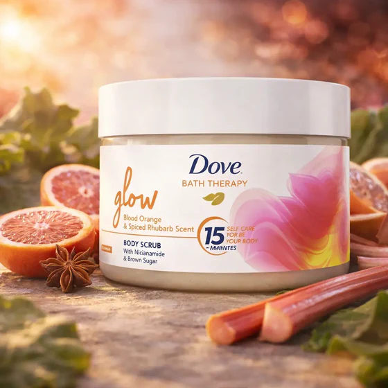 Dove Glow Gommage Corps Orange Sanguine – Exfoliant Éclat & Peau Lisse